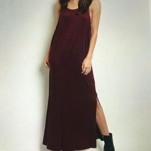 Wine Color Loose Fit Racer back Maxi Dress